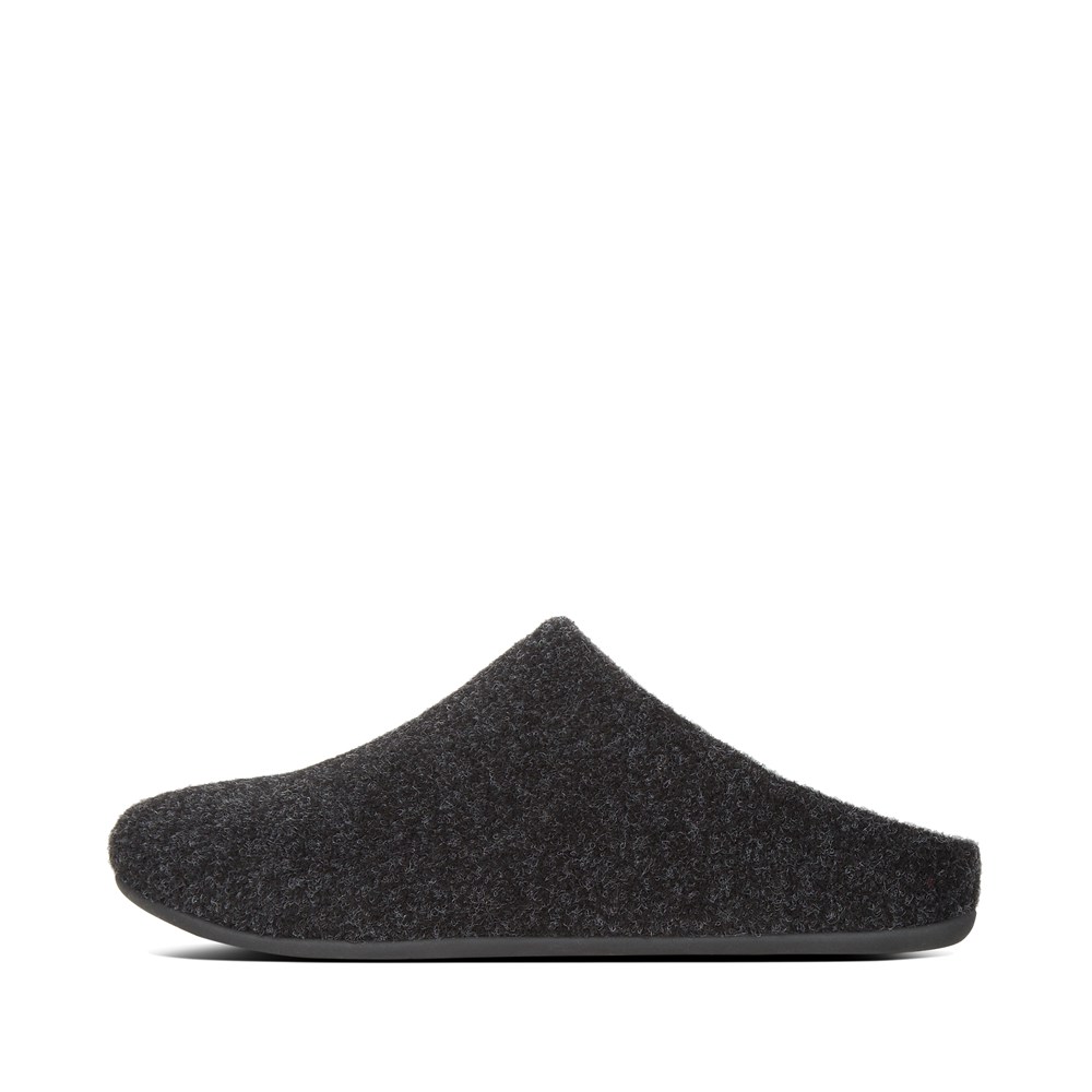 Fitflop Womens Slippers Black - Chrissie Felt - OS0294675